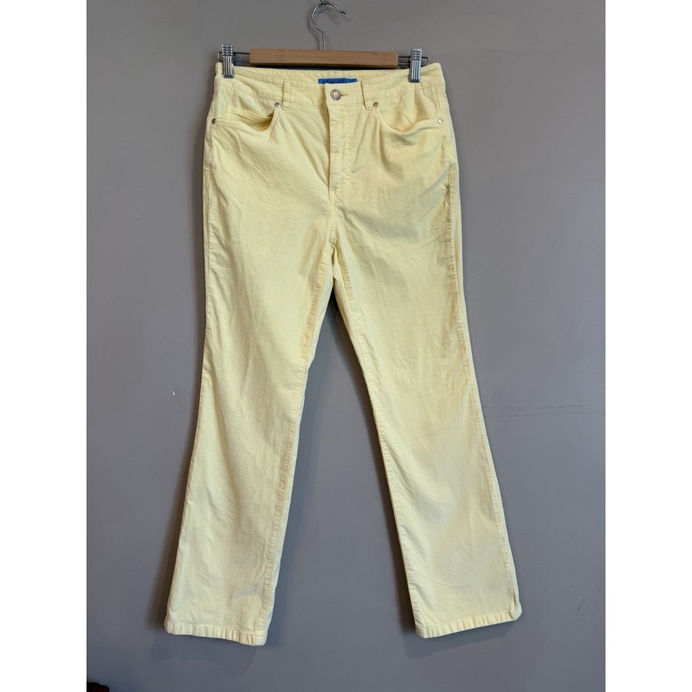 J‎ McLaughlin Velour Butter Yellow Straight Leg Pants Size 4 Career Summer